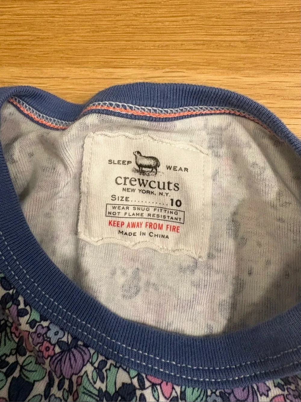 J. Crew Girls Long Sleeve Printed PJ Set Ivory Aqua Size 10